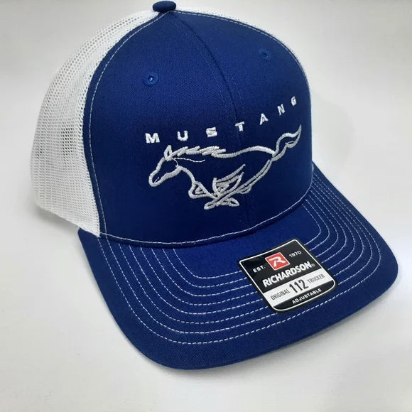 Mustang Ford Richardson 112 Trucker Mesh Snapback Hat Blue