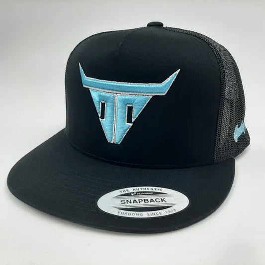 Cowboy Cartel Flat Bill Snapback Mesh Trucker Hat Cap Black Puff Embroidered