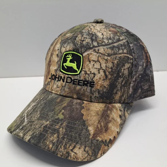 Mossy Oak John Deere Hat Camouflage Mesh Trucker Hi-Vis Logo