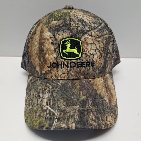 Mossy Oak John Deere Hat Camouflage Mesh Trucker Hi-Vis Logo