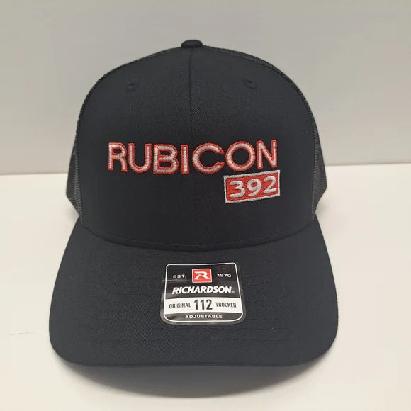 Rubicon 392 Richardson 112 Trucker Mesh Snapback Hat Cap Black Embroidered