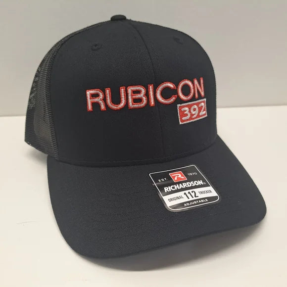 Rubicon 392 Richardson 112 Trucker Mesh Snapback Hat Cap Black Embroidered