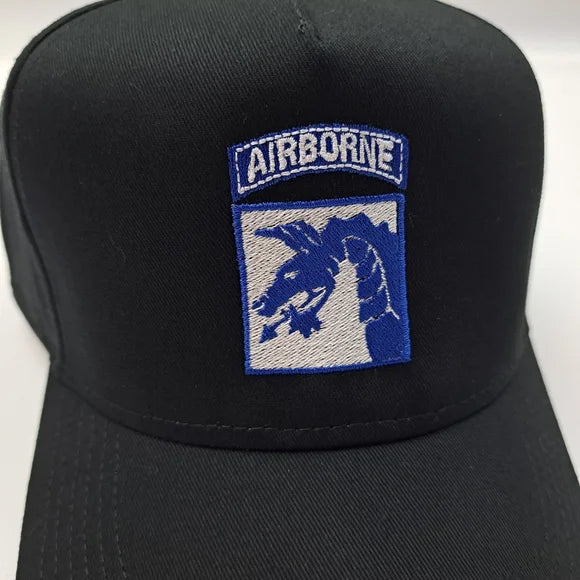 US Army 18th Airborne Corps Men's Ball Cap Hat Black Cotton
