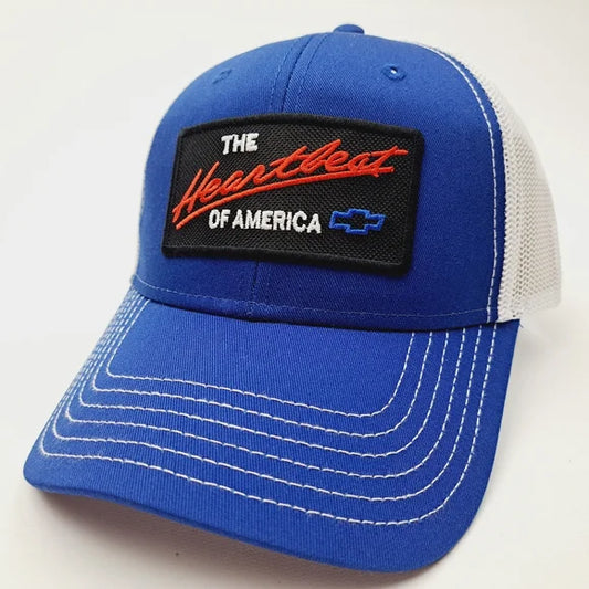 Chevy Chevrolet Embroidered Patch Trucker Mesh Snapback Cap Hat Blue