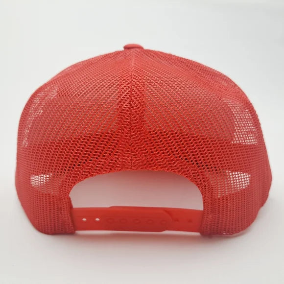 American Flag Embroidered Patch Flat Bill Cap Hat Mesh Snapback Red