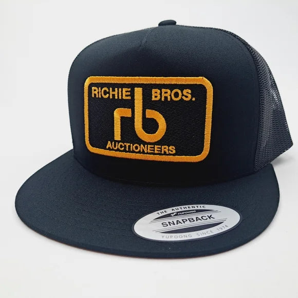 Richie Brothers Auctioneers Flat Bill Trucker Mesh Snapback Cap Hat Black