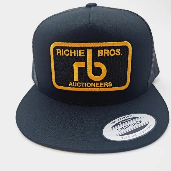 Richie Brothers Auctioneers Flat Bill Trucker Mesh Snapback Cap Hat Black
