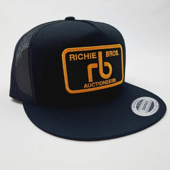 Richie Brothers Auctioneers Flat Bill Trucker Mesh Snapback Cap Hat Black