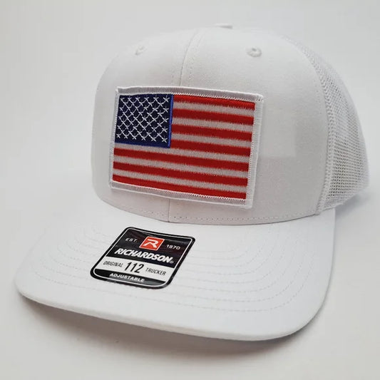 Richardson 112 American Flag Embroidered Patch Trucker Mesh Snapback Cap Hat