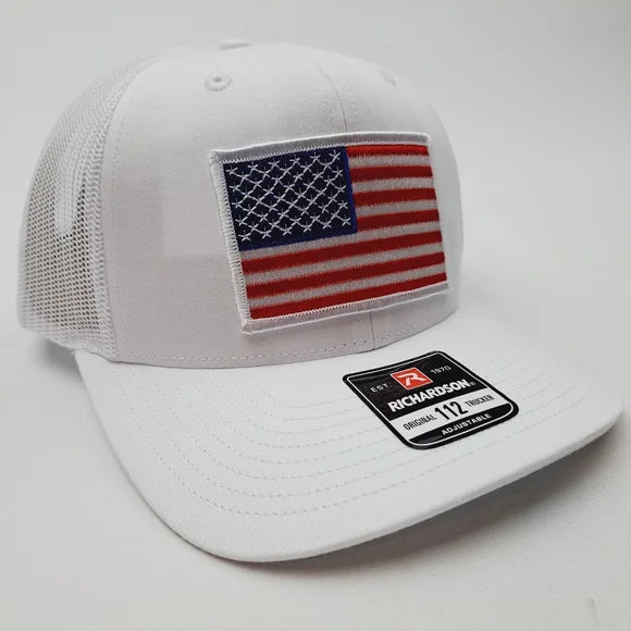 Richardson 112 American Flag Embroidered Patch Trucker Mesh Snapback Cap Hat