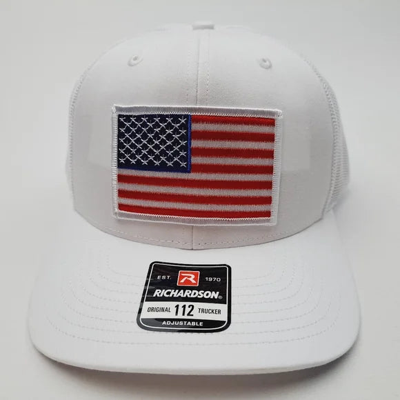 Richardson 112 American Flag Embroidered Patch Trucker Mesh Snapback Cap Hat