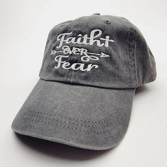 Faith Over Fear Women's Hat Cap Religious Cotton Light Black