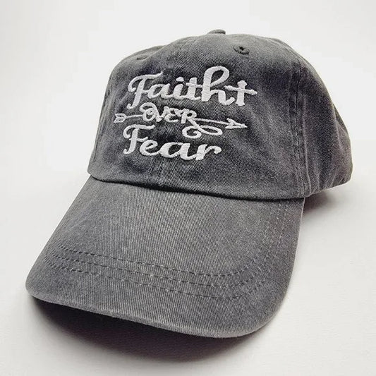 Faith Over Fear Women's Hat Cap Religious Cotton Light Black