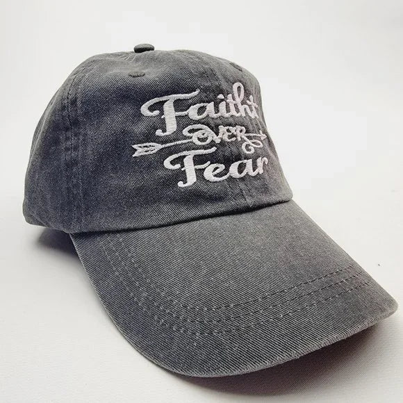 Faith Over Fear Women's Hat Cap Religious Cotton Light Black