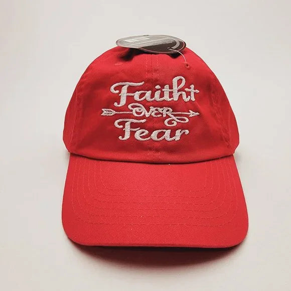 Faith Over Fear Women's Hat Cap Religious Cotton Red