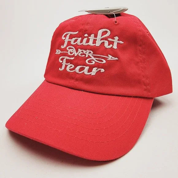 Faith Over Fear Women's Hat Cap Religious Cotton Red