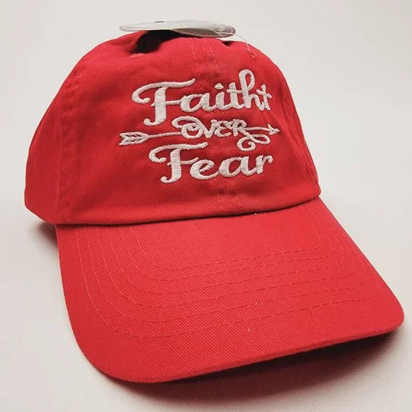 Faith Over Fear Women's Hat Cap Religious Cotton Red