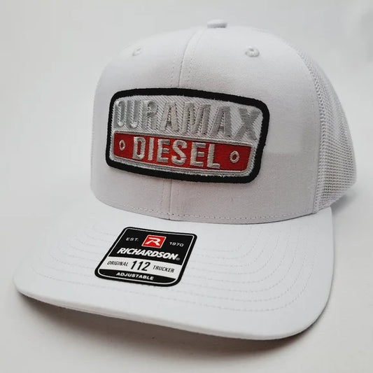 Duramax Diesel Embroidered Patch Richardson Trucker Mesh Snapback Cap Hat White