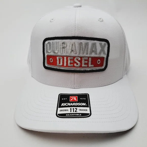 Duramax Diesel Embroidered Patch Richardson Trucker Mesh Snapback Cap Hat White
