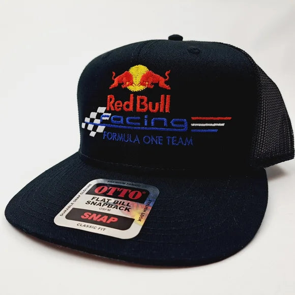 Red Bull Racing F1 Team Flat Bill Trucker Mesh Snapback Cap Hat Black
