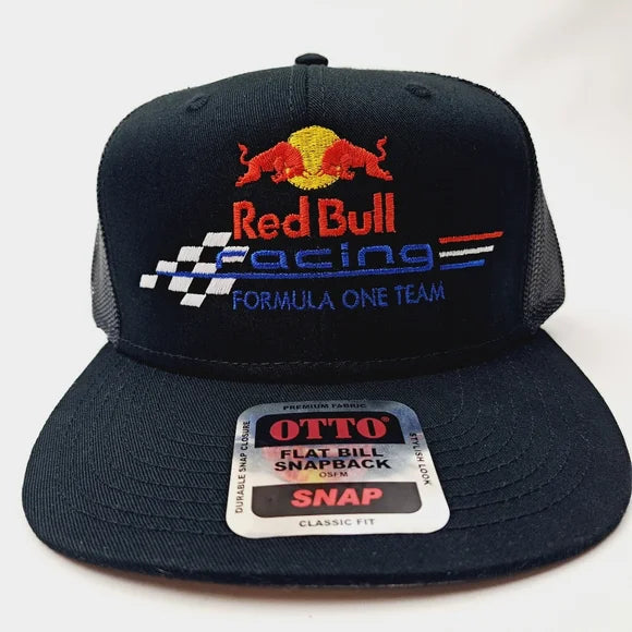 Red Bull Racing F1 Team Flat Bill Trucker Mesh Snapback Cap Hat Black