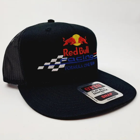 Red Bull Racing F1 Team Flat Bill Trucker Mesh Snapback Cap Hat Black