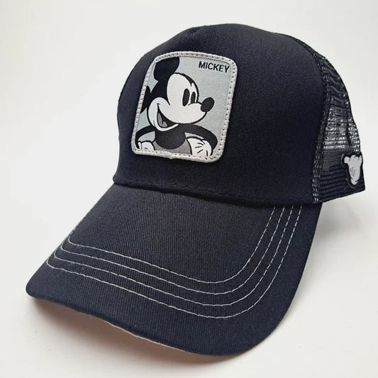 Mickey Trucker Mesh Snapback Cap Hat Black Embroidered Adjustable