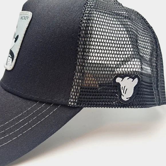 Mickey Trucker Mesh Snapback Cap Hat Black Embroidered Adjustable