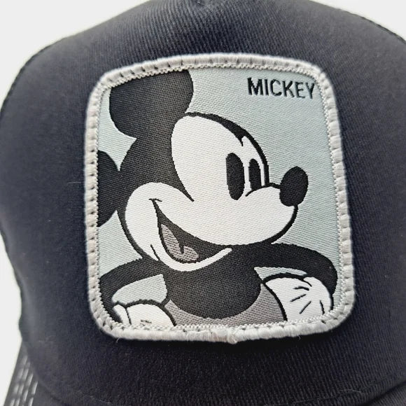 Mickey Trucker Mesh Snapback Cap Hat Black Embroidered Adjustable
