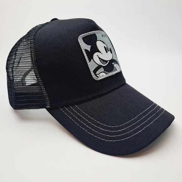 Mickey Trucker Mesh Snapback Cap Hat Black Embroidered Adjustable