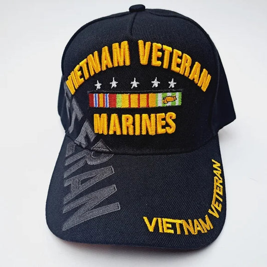 U.S. Marine Corps Vietnam Veteran Embroidered Hat Cap Black