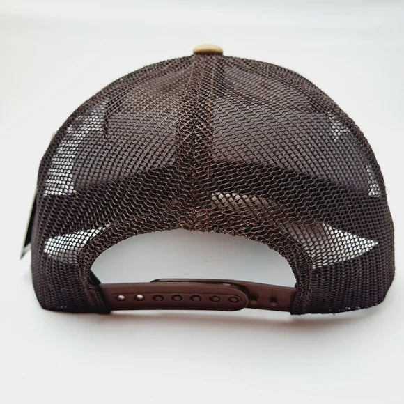 Texas Lone Star State Leather Patch Trucker Mesh Snapback Cap Hat Brown Tan