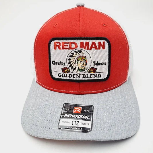 Red Man Patch Richardson 112 Trucker Mesh Snapback Cap Hat