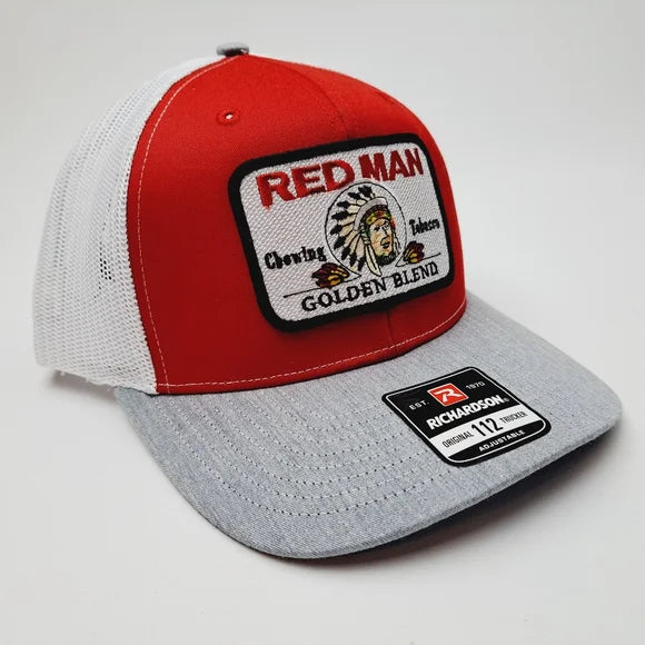 Red Man Patch Richardson 112 Trucker Mesh Snapback Cap Hat