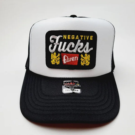 Negative F's Given Embroidered Patch Curved Bill Foam Trucker Mesh Snapback