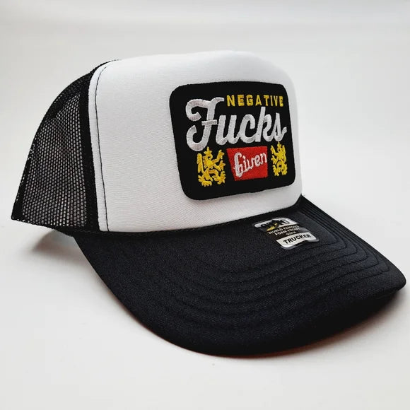 Negative F's Given Embroidered Patch Curved Bill Foam Trucker Mesh Snapback