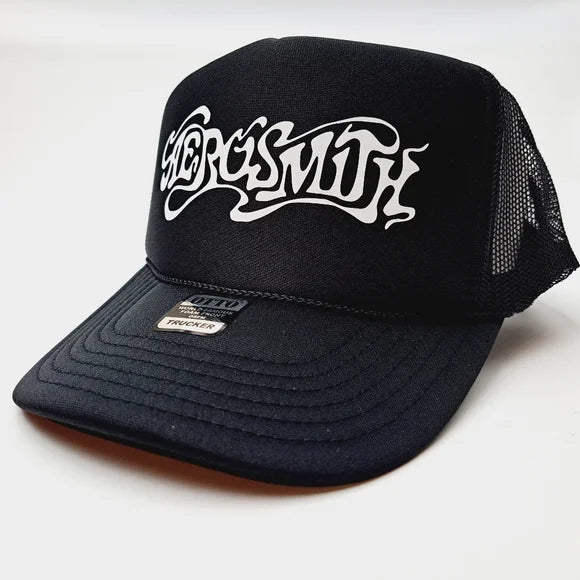 AeroSmith Foam Trucker Mesh Snapback Cap Hat Black new