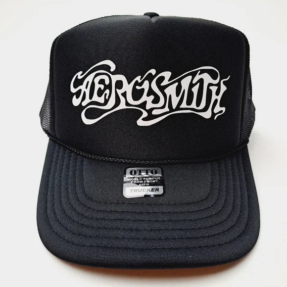 AeroSmith Foam Trucker Mesh Snapback Cap Hat Black new