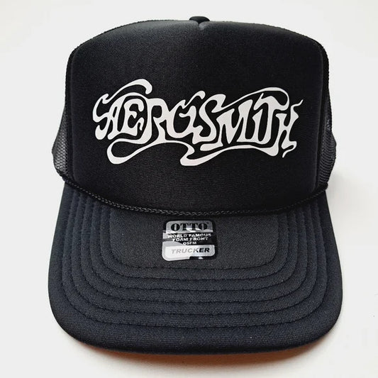 AeroSmith Foam Trucker Mesh Snapback Cap Hat Black new