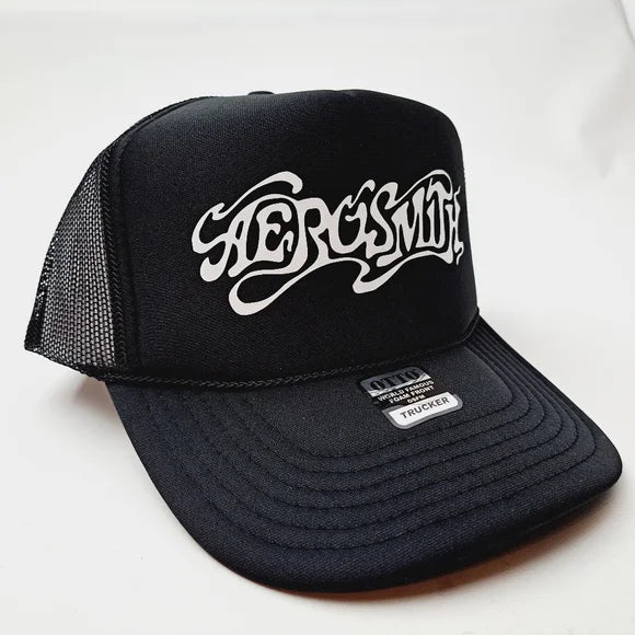 AeroSmith Foam Trucker Mesh Snapback Cap Hat Black new
