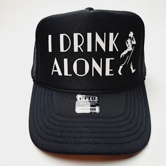 Johnny Walker I Drink Alone Foam Trucker Mesh Snapback Cap Hat Black