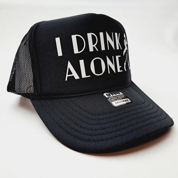 Johnny Walker I Drink Alone Foam Trucker Mesh Snapback Cap Hat Black