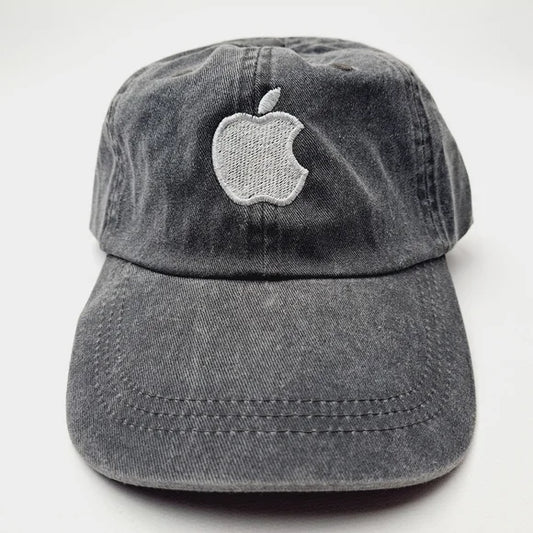 Apple Computers Relaxed Dad Cap Cotton Garment Washed Gray