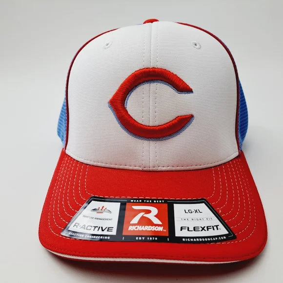 Cincinnati Reds Flexfit Richardson L/XL Trucker Mesh Snapback Cap Hat Emb…
