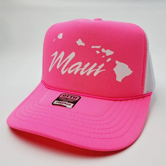 Maui Strong Women's Foam Trucker Hat Cap Mesh Snapback Pink