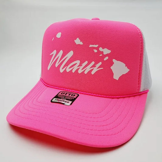 Maui Strong Women's Foam Trucker Hat Cap Mesh Snapback Pink