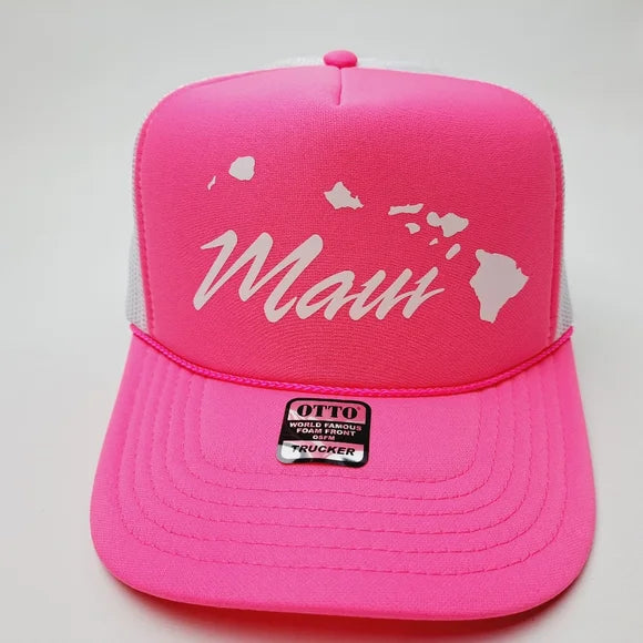 Maui Strong Women's Foam Trucker Hat Cap Mesh Snapback Pink