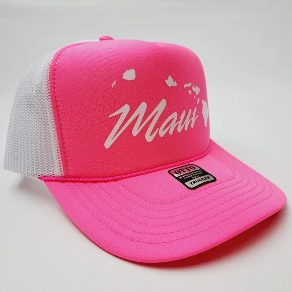 Maui Strong Women's Foam Trucker Hat Cap Mesh Snapback Pink