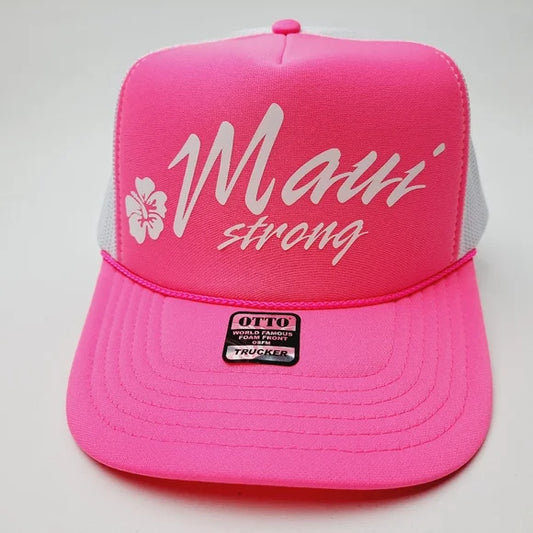 Maui Strong Women's Foam Trucker Hat Cap Mesh Snapback Pink