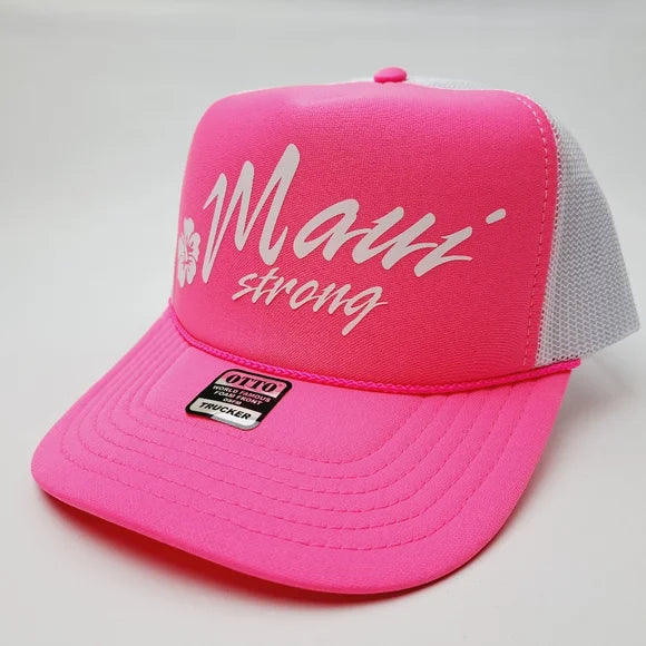 Maui Strong Women's Foam Trucker Hat Cap Mesh Snapback Pink